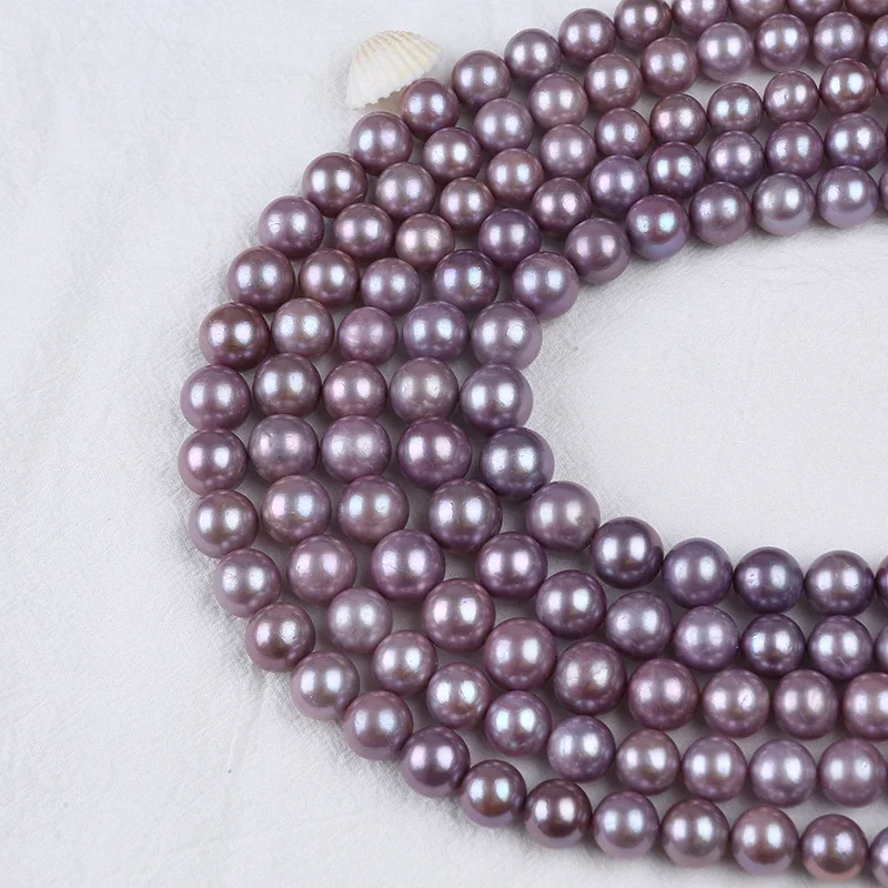 

Wholesale 11-15mm Purple Edison Round Shape cultured Freshwater Pearl Beads Strand