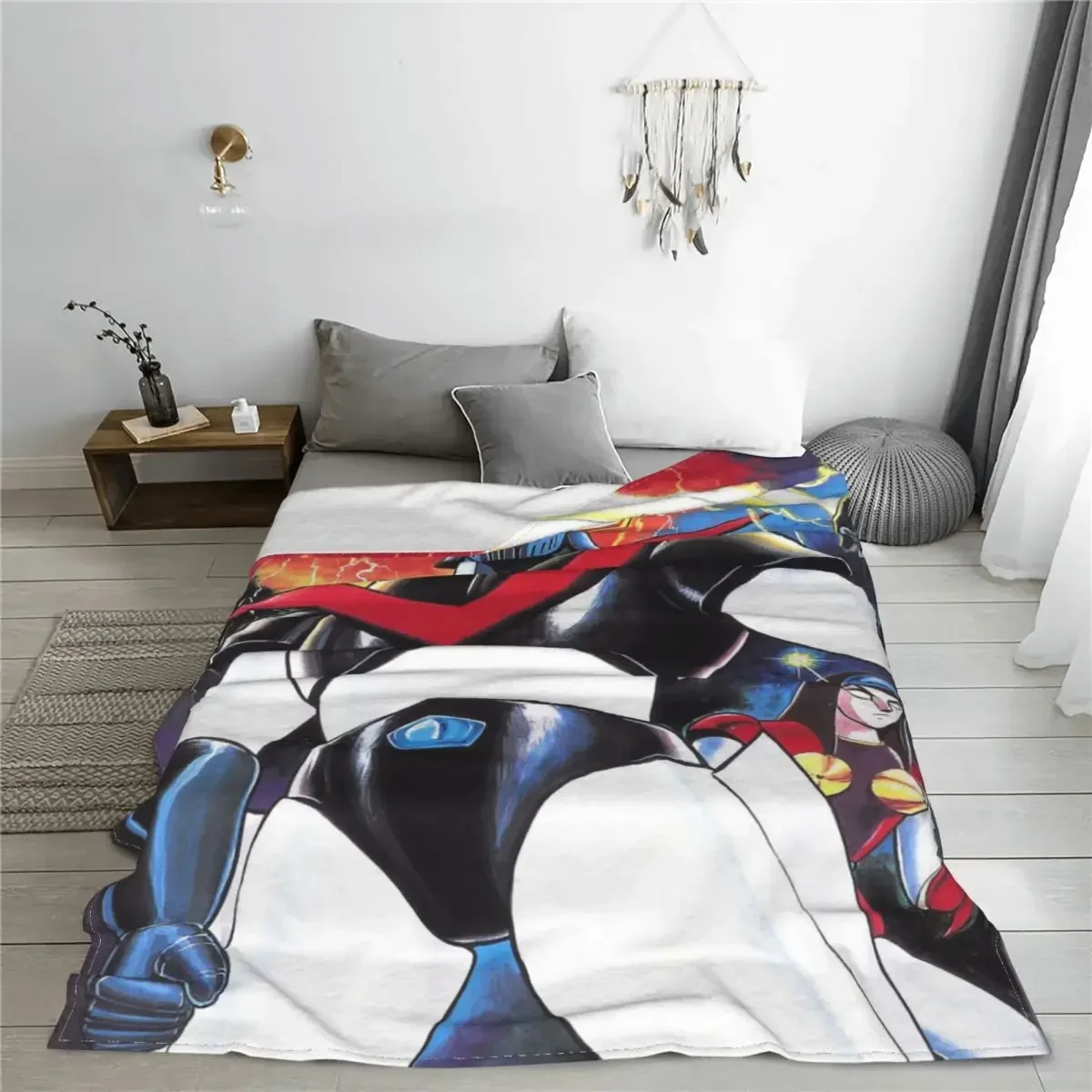 Actarus Mazinger Z Blankets Fleece Decoration UFO Robot Grendizer Goldorak Portable Throw Blankets for Bed Outdoor Bedspreads