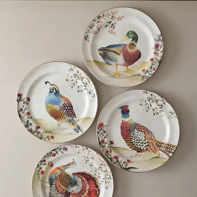 American country style turkey broccoli decorative retro pastoral ceramic  animal western  steak plate