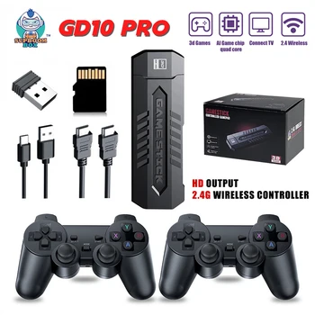 X2 GD10 PRO Game Stick 3D HD Retro Video TV Family Game Console 4K Game Stick 30000 Games Wireless Controller for PS1 with 128G