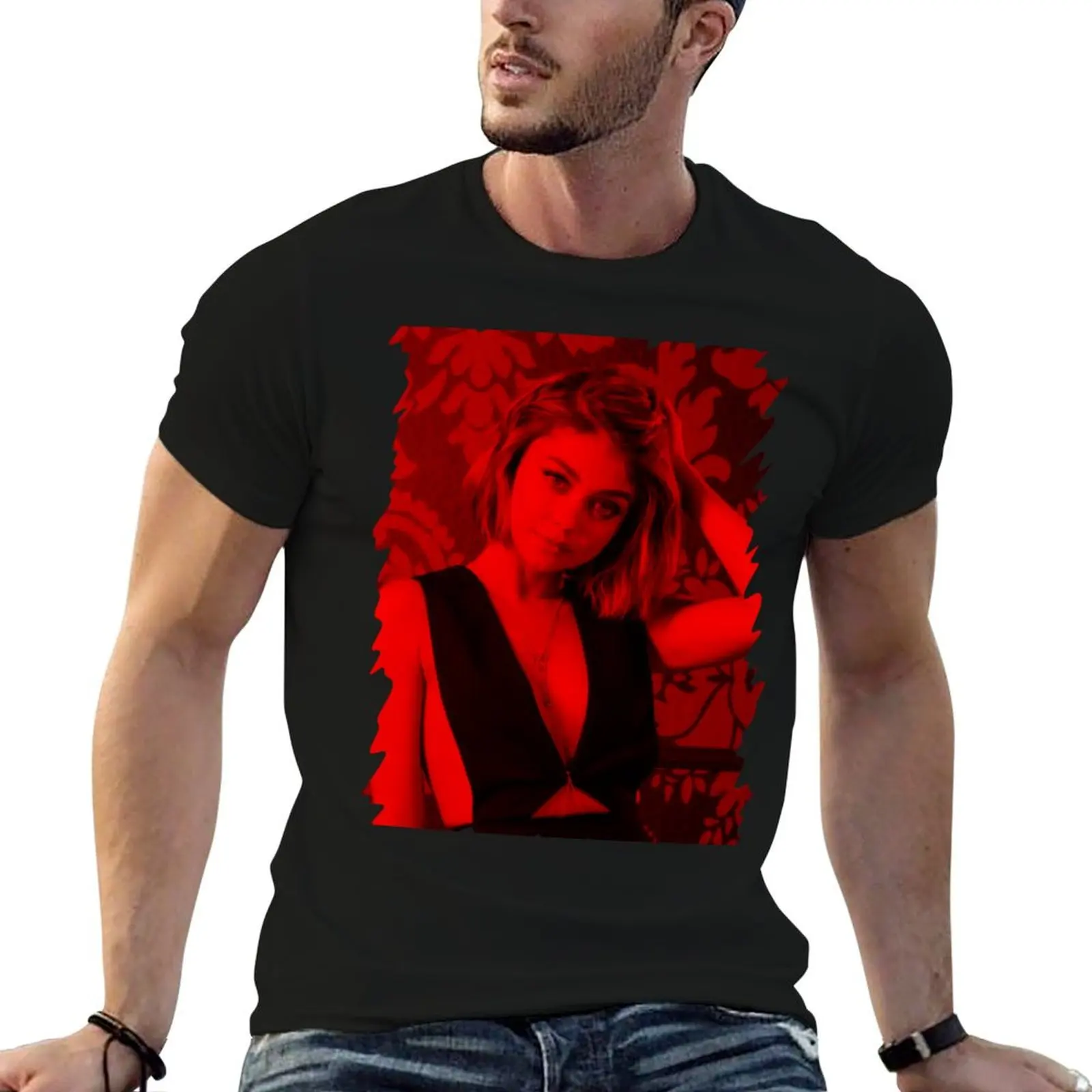 Sarah Hyland-Camiseta de celebridad para hombre, camisetas con estampado gráfico divertido para hombre, camiseta de lujo para hombre