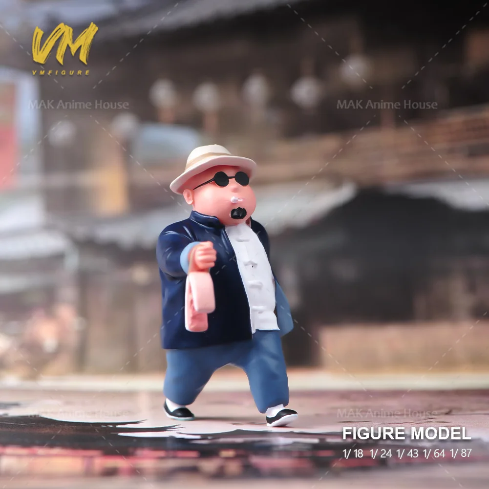 Painted Miniatures 1/64 1/87 1/43 1/24 1/18 Walking Leisurely Smoking Drinking Having Meat Man Mini Resin Doll Scene Decor Toys