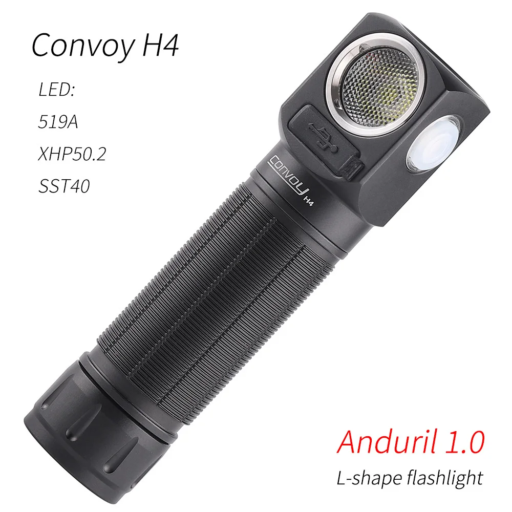 Anduril 1.0 Convoy H4 SST40 519A Multifunctional Flashlight Head Light,21700 flashlight ,torch,type-c charging interface