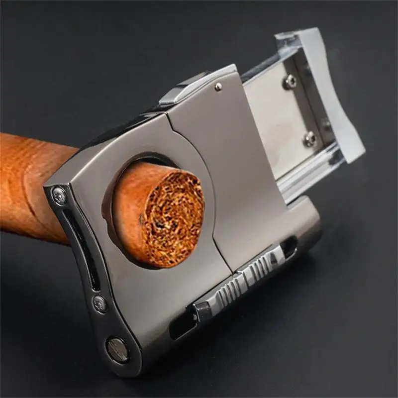 Cigars Punch Cutter Stainless Steel Blade With 2 Cigars Punches V-Shaped Cigars Punch Cutter Cigars Cutter Guillotine For Men