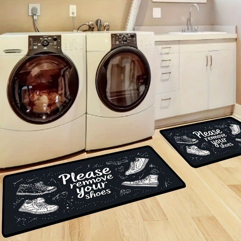 VIKAMA Please Remove Your Shoes Doormat Sneaker Print Non Slip Entrance Floor Mat for Entryway Patio Home Decor Rug