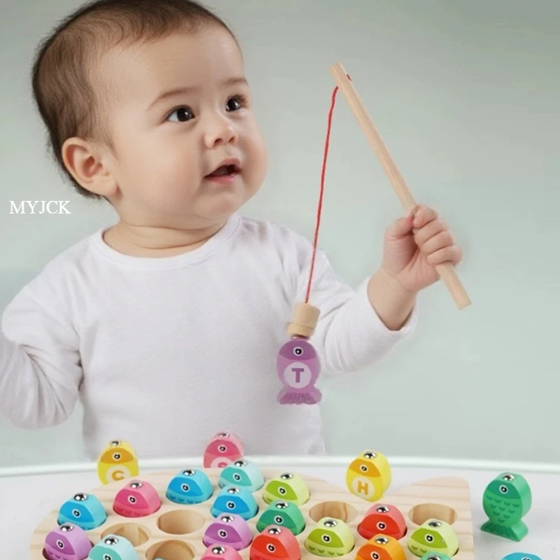Jeu de pêche en bois pour enfants, jouet cadeaux, éducation précoce, Alphabet, jouets cognitifs numériques, jeux interactifs pour enfants, jouets pour cadeaux