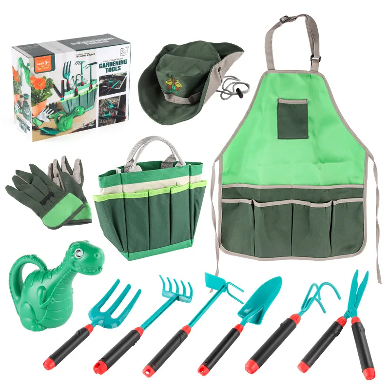 

Horticultural suit children 11 woolly green gardening apron tool suit gloves every role played toys gifts for girls and boys