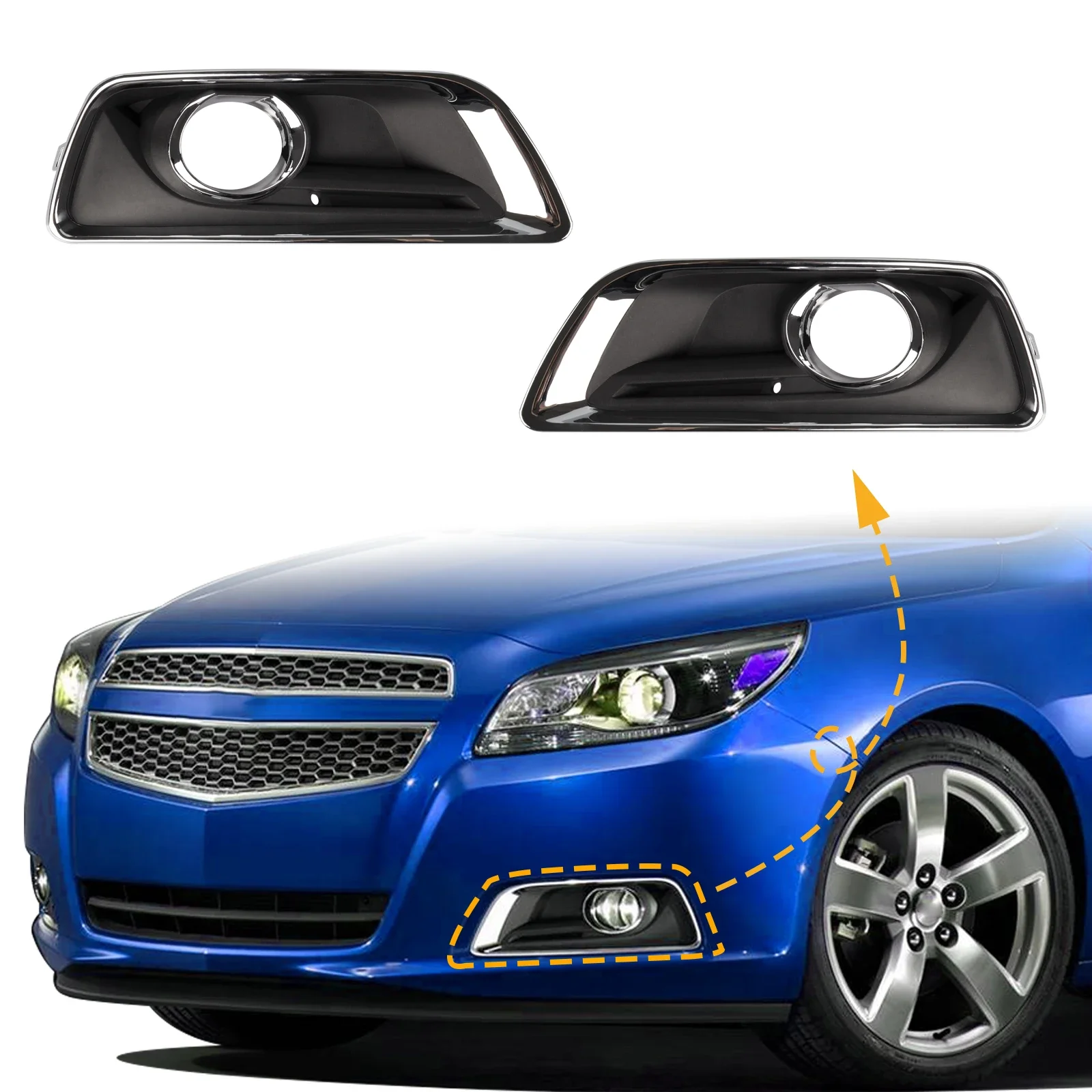 

Fog Light Frame Lamp Trim Grill Cover Under Front Bumper For Chevy Malibu 2013-2015 20768823 20768846 Car Accessories
