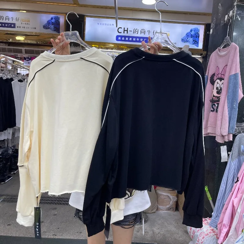 2025 Autumn New Heavy Beaded Cartoon Crew Neck Sweatshirt For Women's Loose Casual Pullover Top Long Sleeves Kawaii Y2k Sudadera