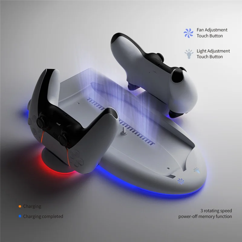 

Charging Dock Station For PS5 Slim 2 Controller Charging Dock Vertical Cooling Stand Cooling Fan For Playstation Slim Parts