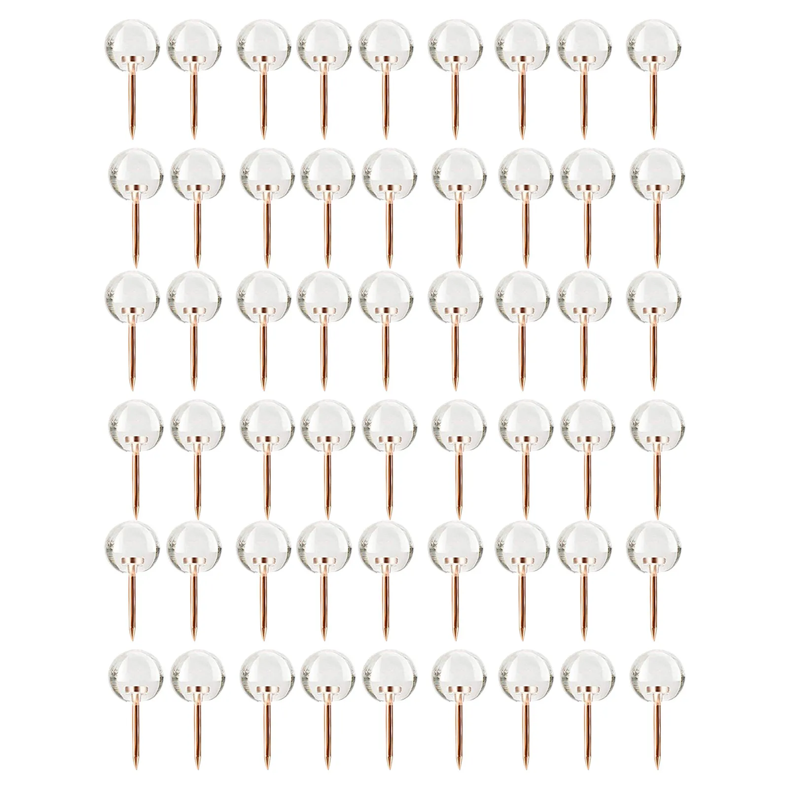 

50Pcs Transparent Thumb Tacks Compact Delicate Pushpins Reusable Plastic Metal Fasteners for Office School Home Wall Decoration