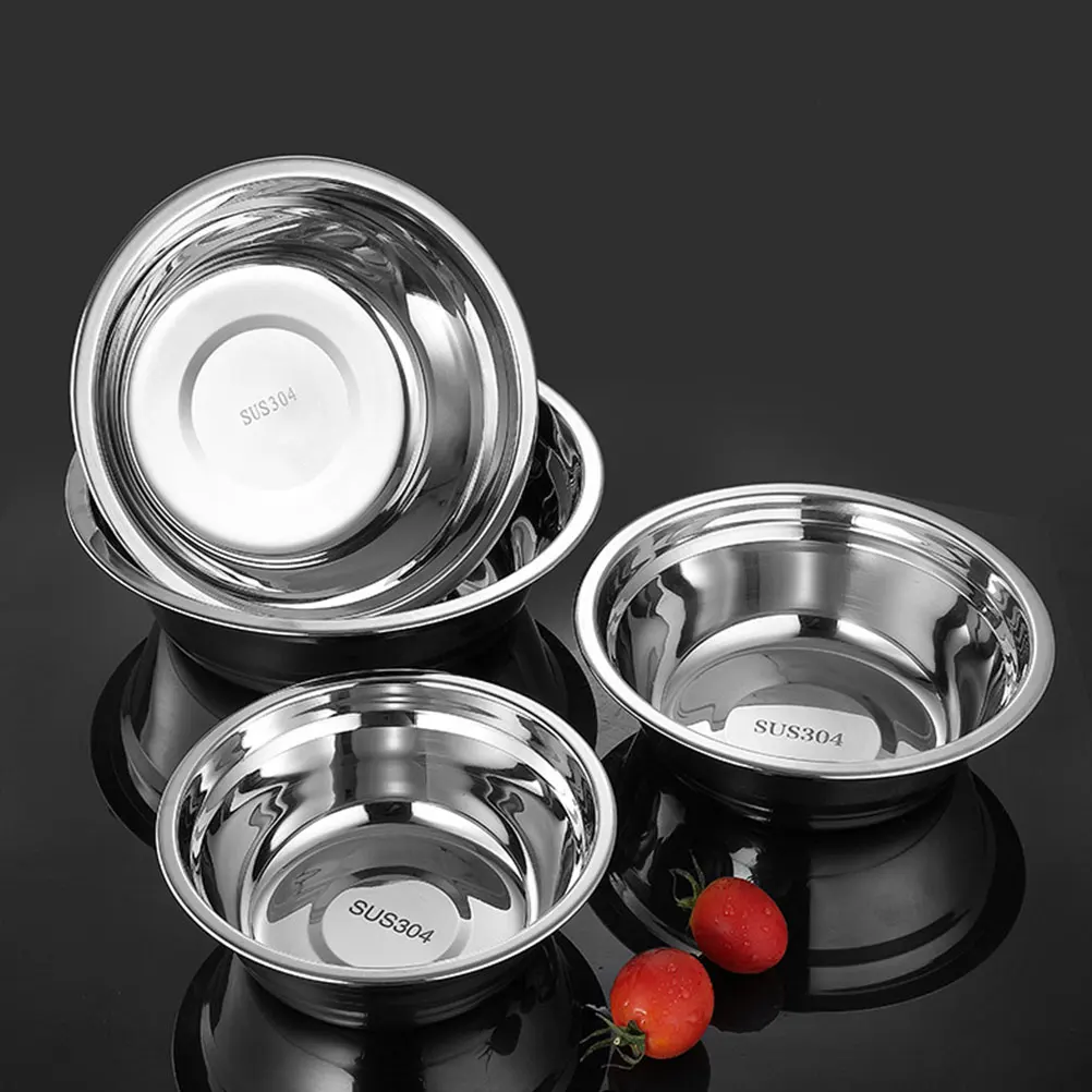 

4 Pcs Stainless Steel Soup Bowl Large Big Mixing Bowls Food Cooking Serving Salad