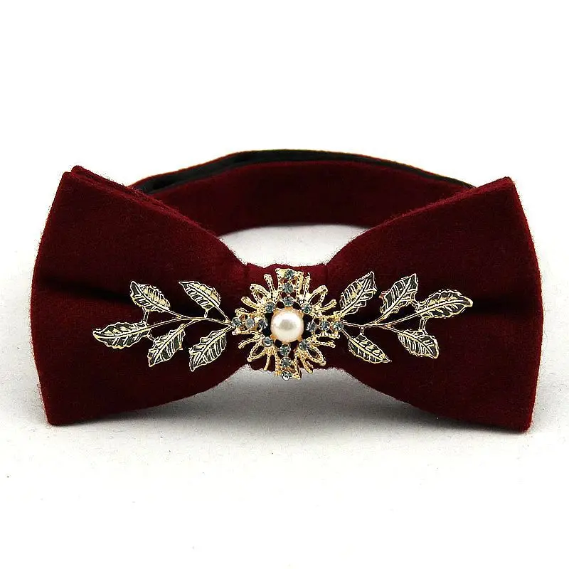 Fashion men's diamond-set gemstone wool bow, trendy foreign trade metal collar, spot