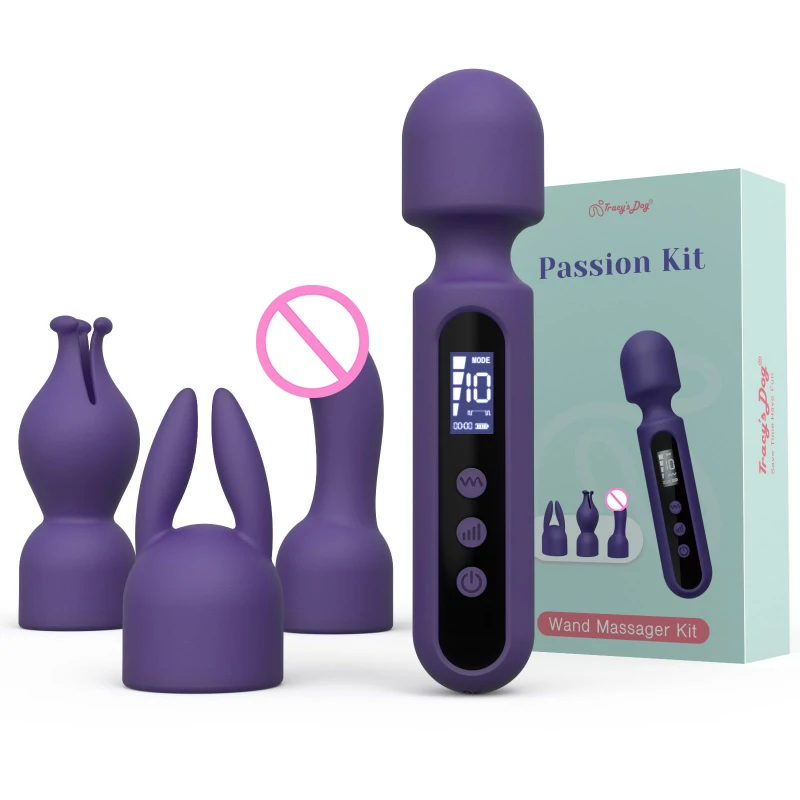 Tracy's Dog Wand Vibrator Kits Couple Adult Sex Toys Clit G Spot Glans Clitoral Stimulator Vibrating Dildo 10 Patterns 4 Speeds