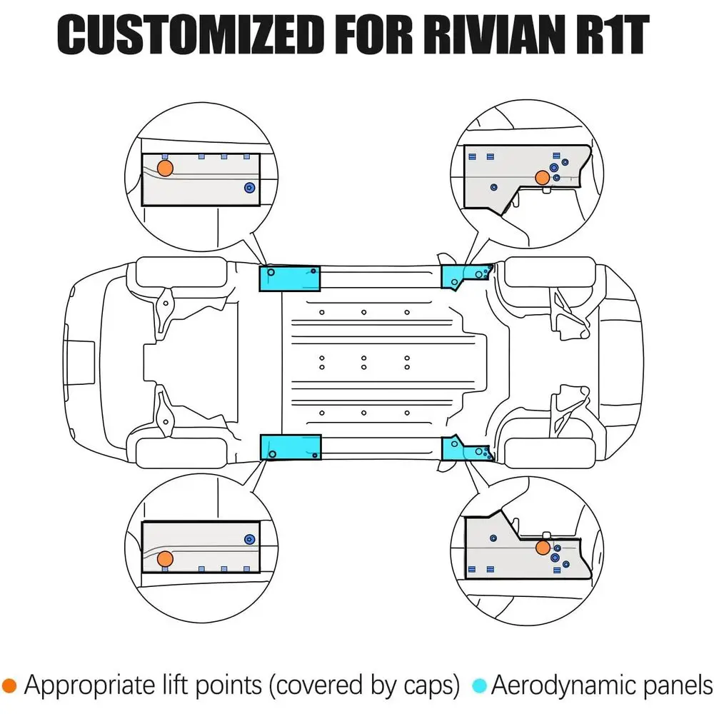 リビアン R1T および R1S 用磁気リフティングパック（保護ケース付き） - 4個パック、シルバー