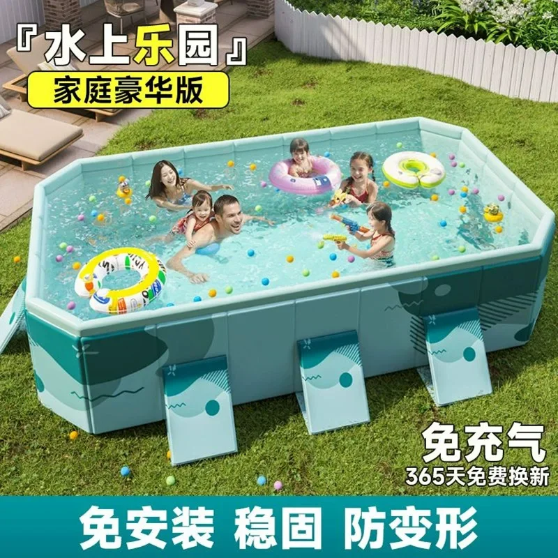 Foldable Non-Inflatable Swimming Pool, Summer Kids Family Pool, Extra Thick Large Outdoor Home Pool Mobile