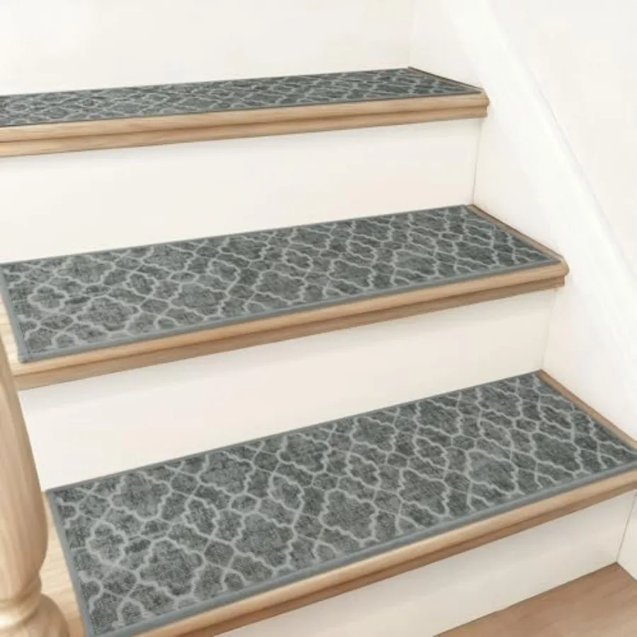 

Stair Treads for Wooden Steps Indoor, Non-Slip Carpet Stair Runners with TPE Backing, Soft Peel and Stick Stair Treads for,Elde