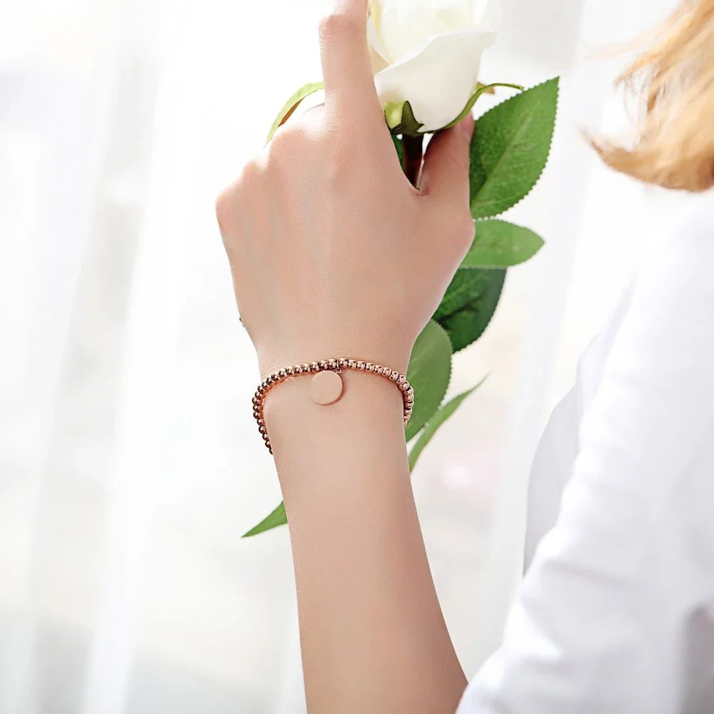 Women's Stainless Steel Charm Beaded Bracelet