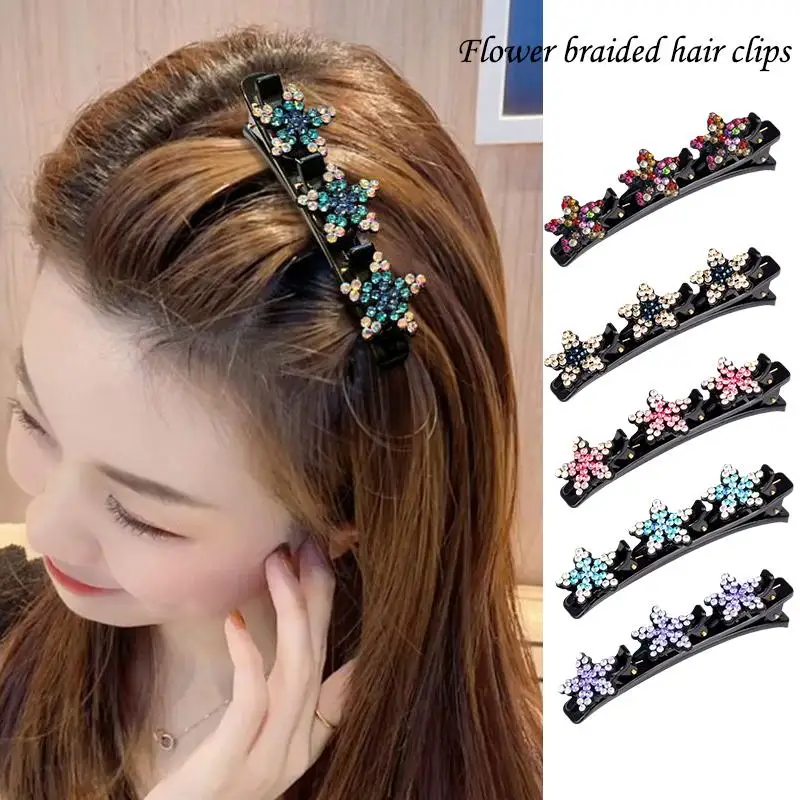 Women Elegant Flower Pearls Braid Hairpins Sweet Hair Decorate Clips Bangs Hold Barrettes Headband Fashion Hair Accessories Set