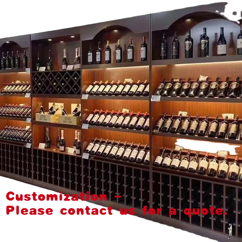 

custom.American Style Wood Design Liquor Wine Shop Display Stand Shelves With Light