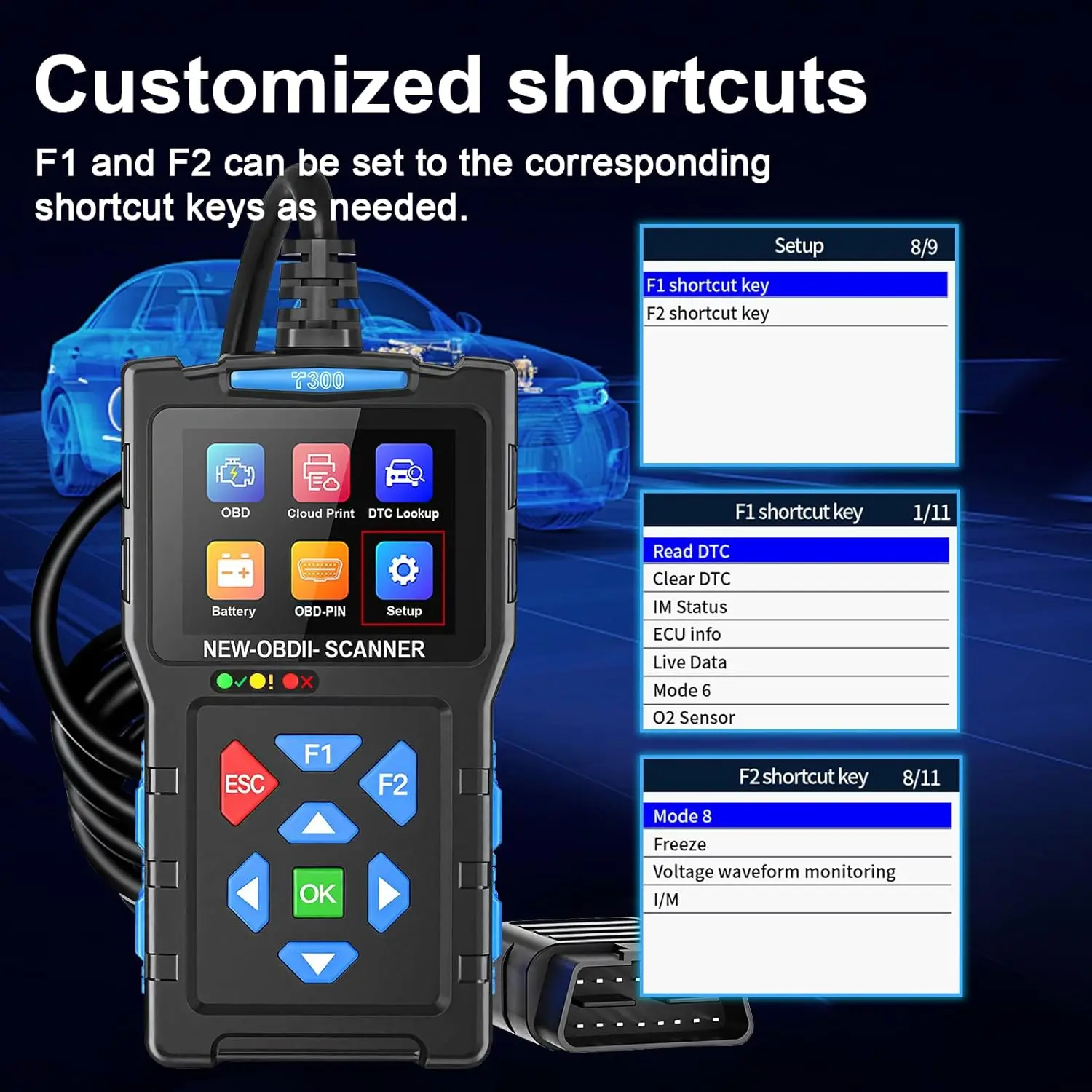 الماسح الضوئي Topdiag T300 Obd2، قارئ الرمز وأدوات المسح الضوئي I/M استعداد بدء اختبار الشحن وضع الاختبار 6 وضع 8 اختبار البطارية للسيارات