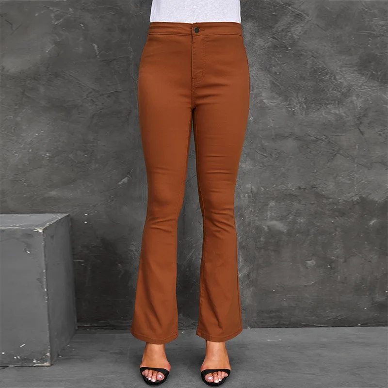 

Spring/Summer New Solid Color Jeans Women's Slim Fit Versatile Wide Leg Pants 782487