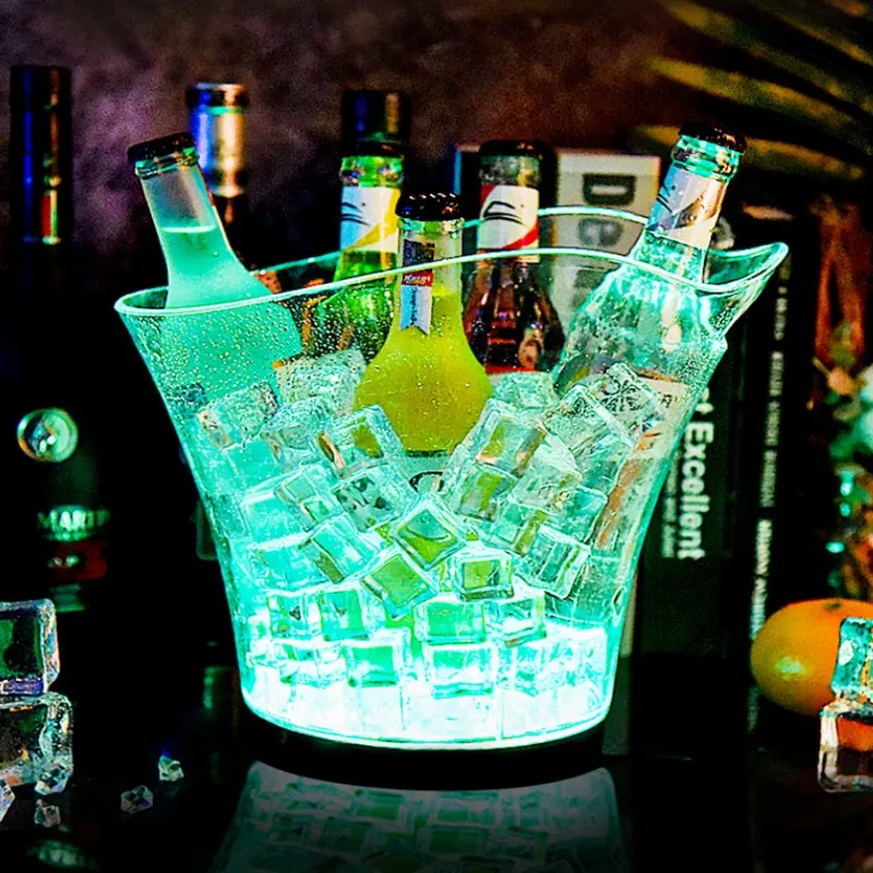 

6л водонепроницаемый пластик 7-цветный RGB светодиодный ведро для льда КТВ Клубные бары Ночные клубы Светодиодная подсветка Ведро для шампанского Пиво Ведро для ночной вечеринки