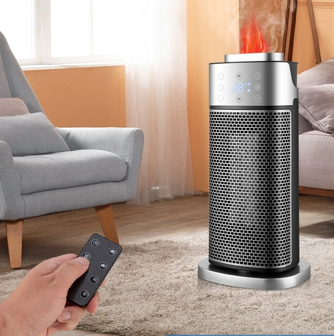 New Space Heater Warm Air Blower 3D Flame Effect Portable Ceramic Heater with Humidifier Warm Air Fan for Bedroom Living Room