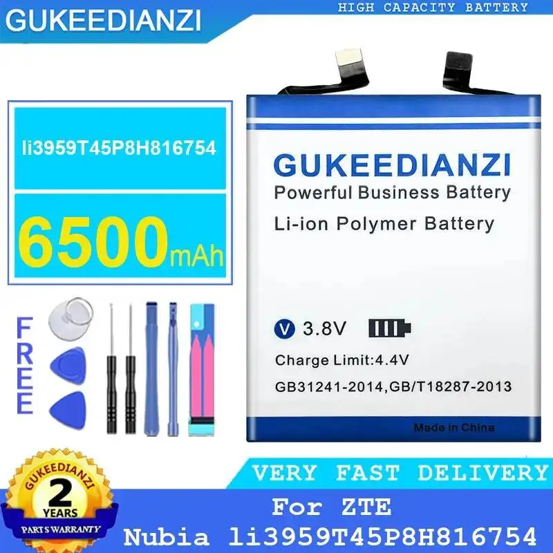 

6500mAh For Zte Nubia Z70 Ultra NX733J NX736J li3959T45P8H816754 Mobile Phone Battery Safe