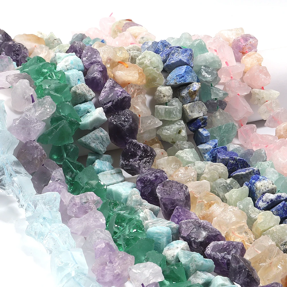 8-20mm Natural Stone Irregular Beads Freeform Raw Stone Nugget Amethysts Amazonite Minerals  Crystal Bead Diy For Jewelry Making