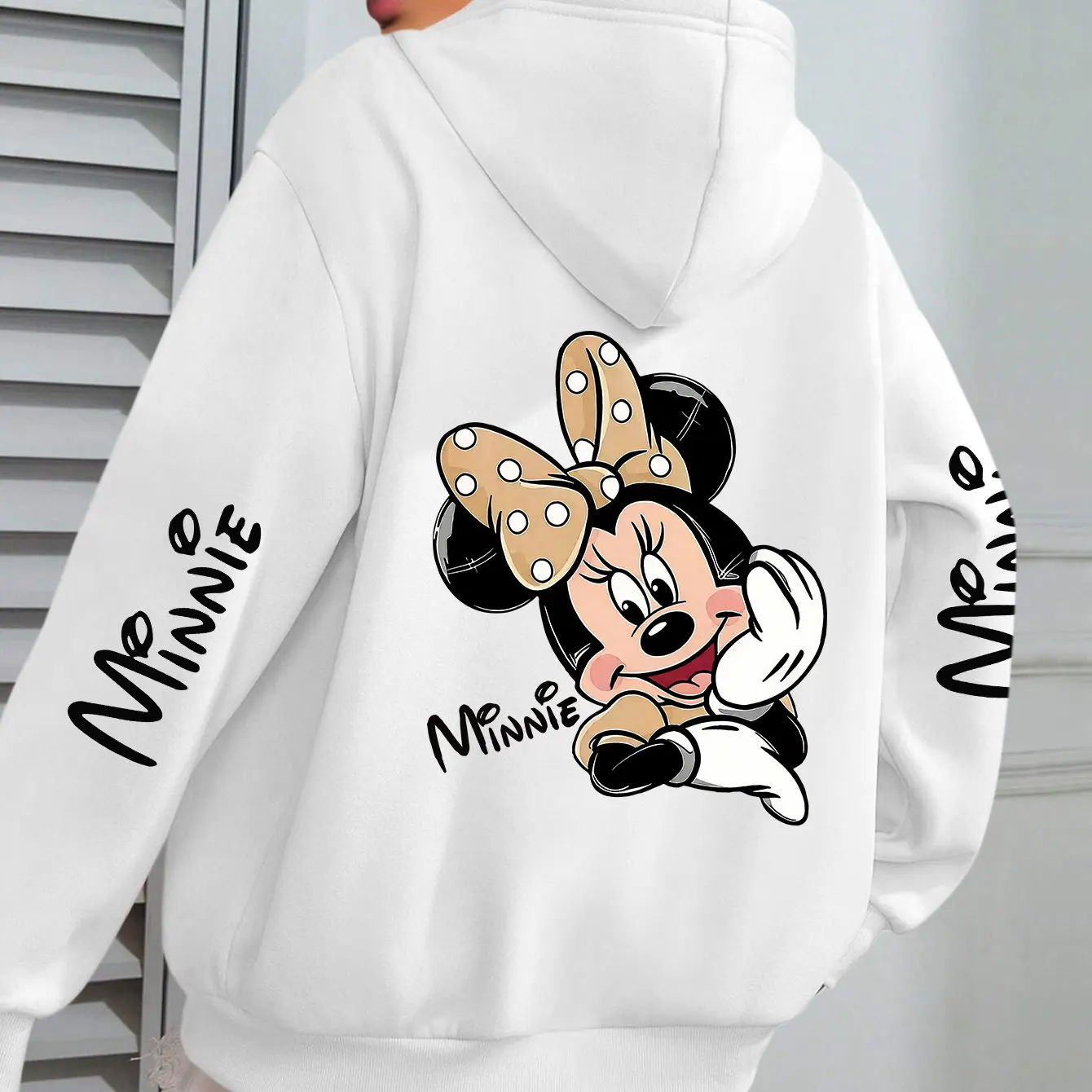 

Женские модные толстовки с капюшоном Disney Minnie Mouse, уличная одежда больших размеров, толстовки унисекс, осенне-зимние флисовые повседневные универсальные