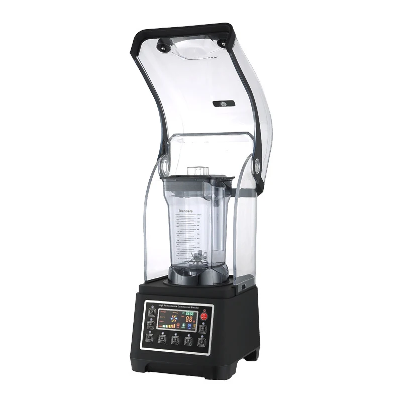 Silent Smoothie Machine with Soundproof Cover Milk Tea Shop bar Restaurant Ice Breaker Juicer Commercial Mixer