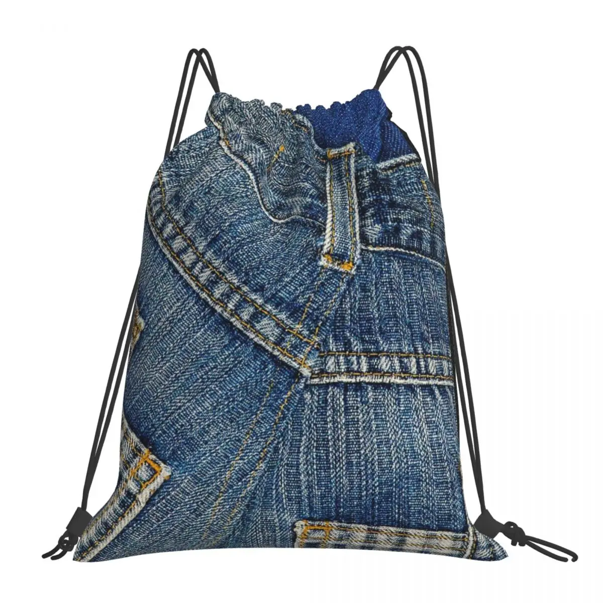 Mochila de mezclilla I Love Bluejeans para hombre y mujer, bolsa deportiva con cordón, portátil, a la moda, para estudiantes