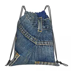 Behind Pants I Love Bluejeans Denim Backpacks Fashion Portable Drawstring Bags Sports Bag Book Bags For Man Woman Students