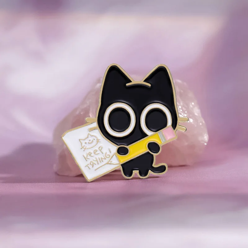 Pin Enamel bros anggota seumur hidup kustom lencana kerah hadiah perhiasan hewan kartun untuk anak-anak teman Scaredy Cat Club