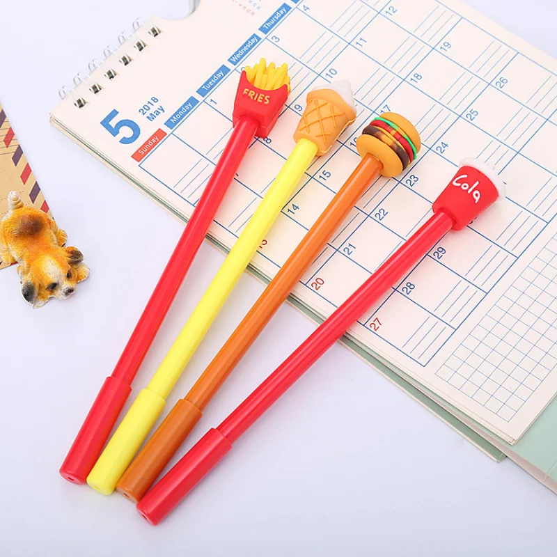 

36pcs Wholesale Pen Creative Fries Coke Burger Ice Cream Gel Pen Cute Stationery Student Tools Cartoon Office Cute Stationery