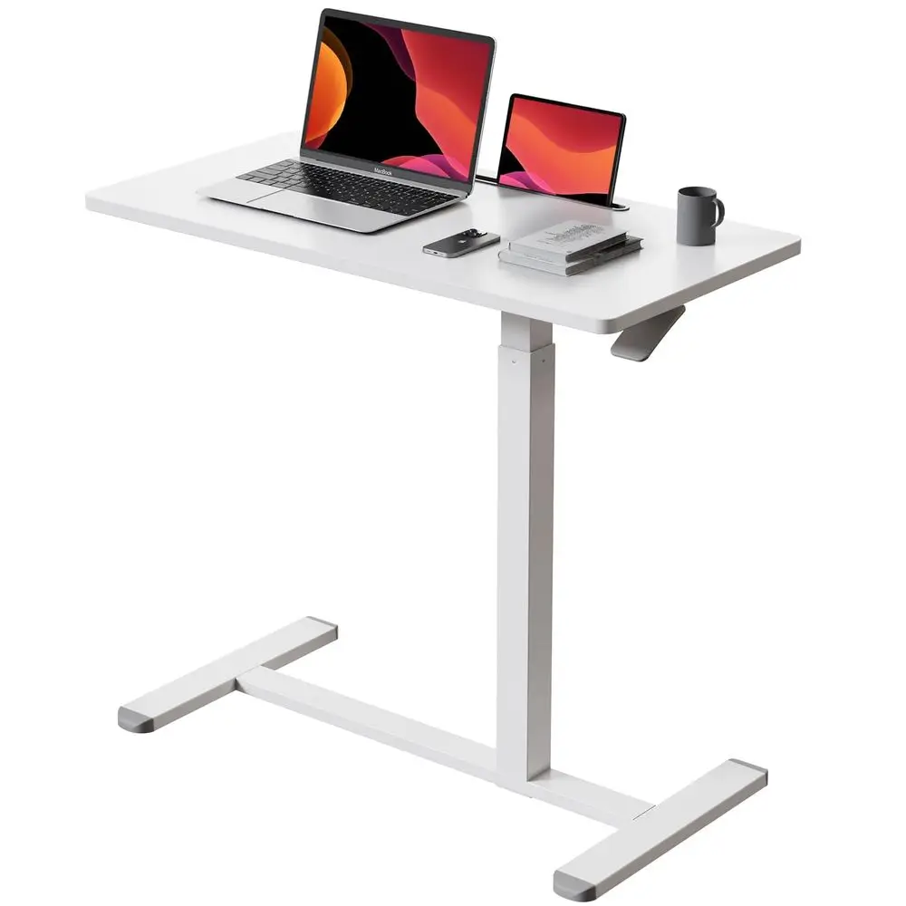 

Mounts Mobile Standing Desk, Pneumatic Adjustable Rolling Desk31.5 Inches, Portable Laptop Desk with Wheels, Overbed Bedside Ta