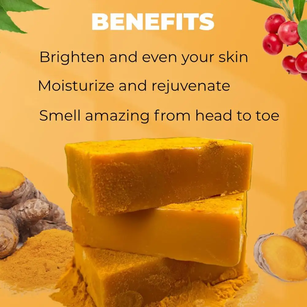 100 جرام 1/2 قطعة صابون حمض الكوجيك والليمون والكركم للتنظيف العميق وتجديد شباب الجسم وتقشير حتى لون البشرة صابون يدوي الصنع #5