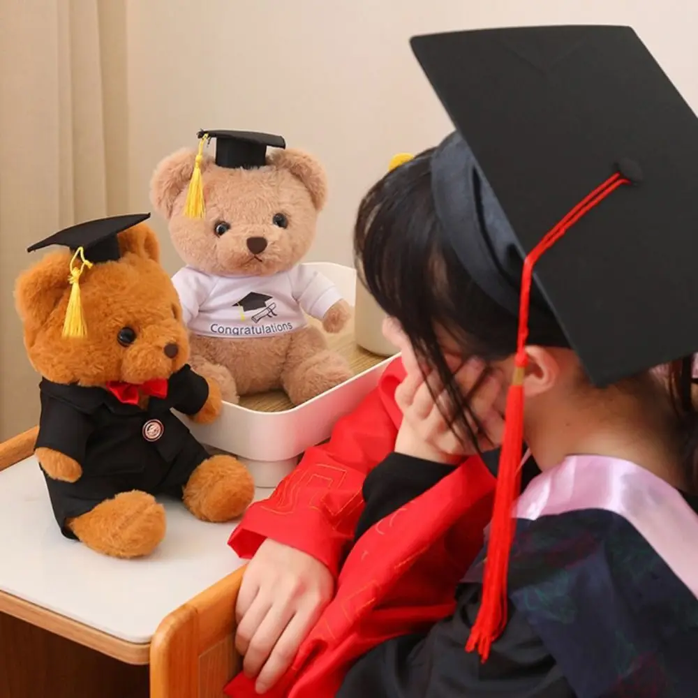 Juguete de peluche, gorro de médico, muñeco de oso de graduación, dibujos animados con sombrero de doctoral, oso de soltero, juguete de peluche sentado de 23cm