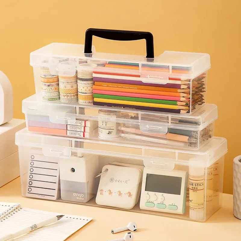 

Портативная прозрачная пластиковая крышка коробки, студенческое общежитие, настольные канцелярские принадлежности, книги, лента для хранения, коробка для организации косметики