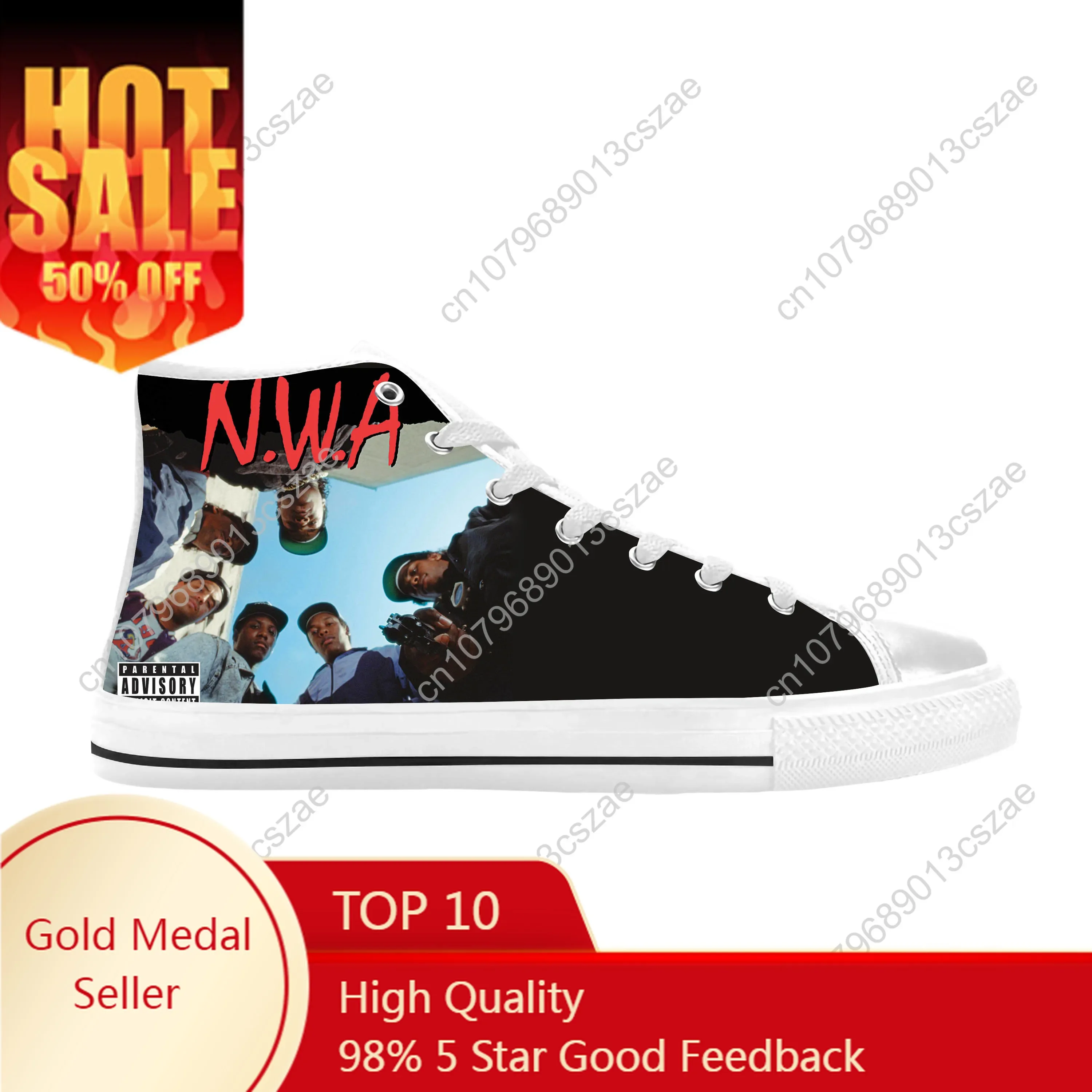 Hot Nwa Straight Outta Compton Hiphop Rapper Rap Casual Stoffen Schoenen Hoge Top Comfortabele 3d Print Heren Dames Sneakers