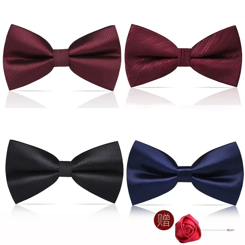 Men's bow tie best man bridegroom wine red black blue solid color shirt wedding British Korean bow tie female