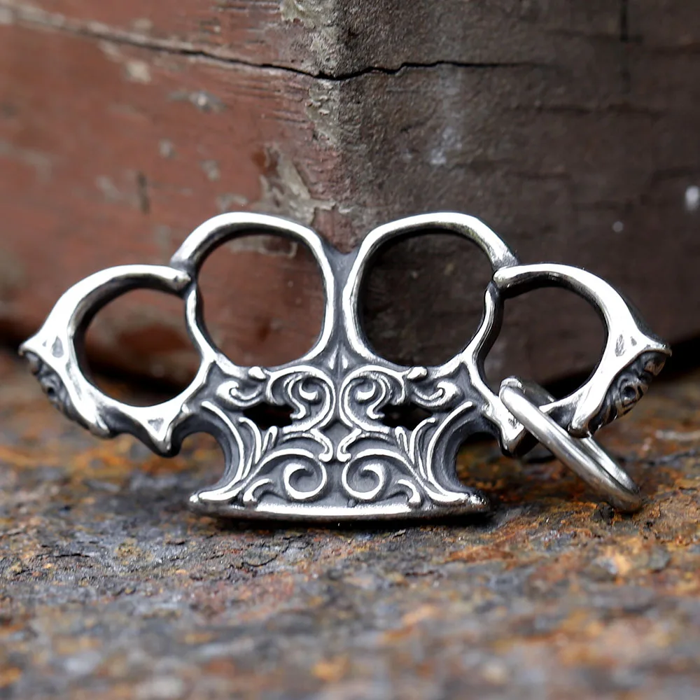 new Unique Design Stainless Steel metal brass knuckles charms Pendant For Men fashion Jewelry Gift free shipping