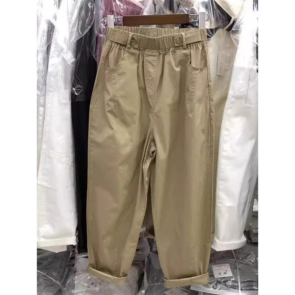 

Очень большие повседневные брюки с девятью очками для папы, мужская одежда, тонкие свободные прямые рабочие брюки большего размера