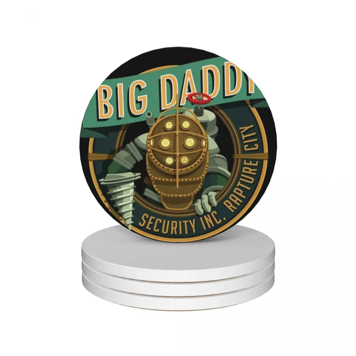 Bioshock Big Daddy Securiti Inc. Rapture City *TOP QUALITY* Ceramic Coasters (Set of 4) kawaii tea cup holder Coasters