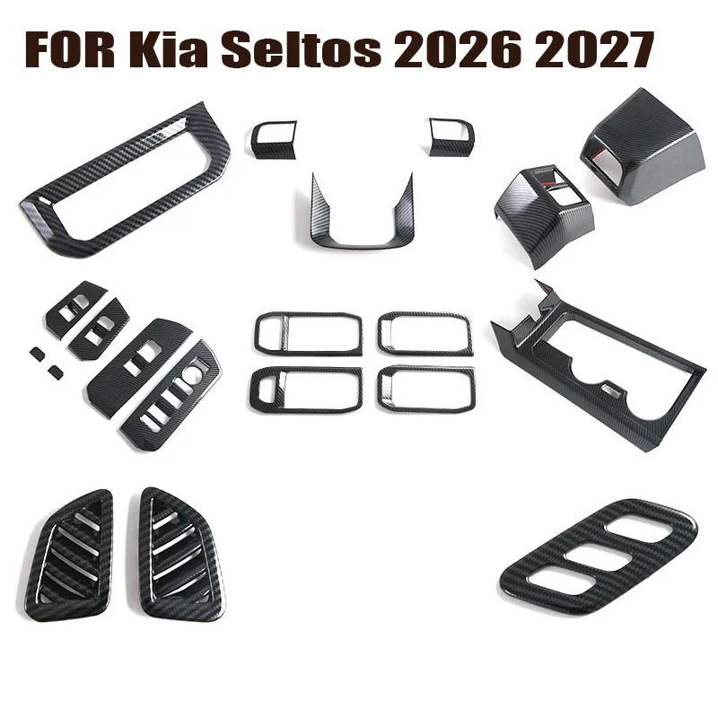 FOR Kia Seltos 2026 2027 center control gear shift panle window rise switch steering wheel cover trim Interior Accessories