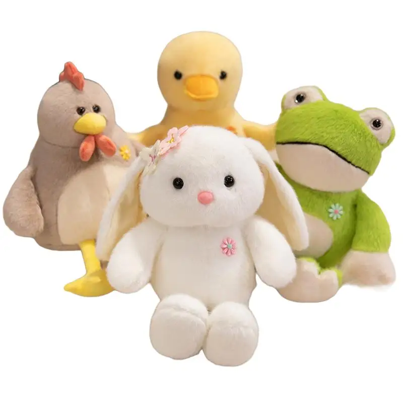 

25cm Kawaii Animal Plush Toy Soft Frog Duck Cock Lop Doll Comforting Birthday Girlfriend Gift