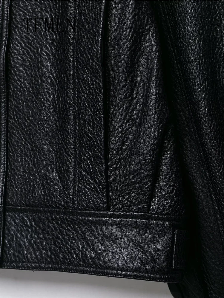 Chaqueta de piel sintética para mujer, abrigo Retro holgado de manga larga con bolsillos y cremallera, abrigos elegantes para mujer, prendas de vestir exteriores para Otoño e Invierno 2025