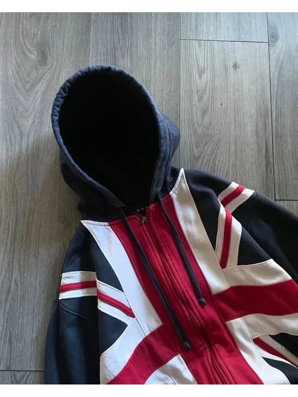New retro style in autumn and winter, British flag printed pattern, street fashion, unisex, casual fashion zipper hoodie