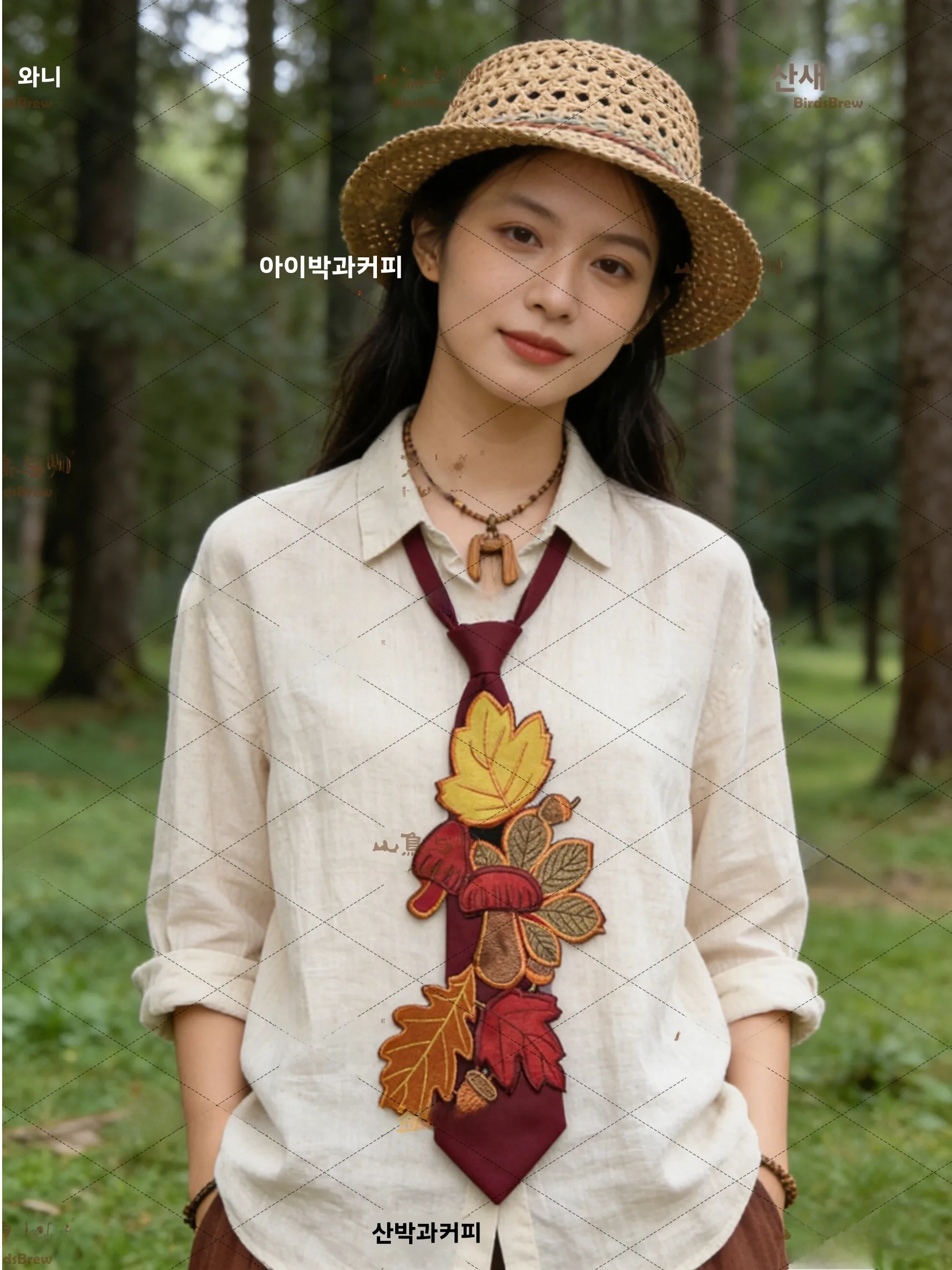 original-autumn-le-musoom-embroidery-tie-wine-red-retro-forest-system-tie-knot-aosphere-sense-accory-personalized